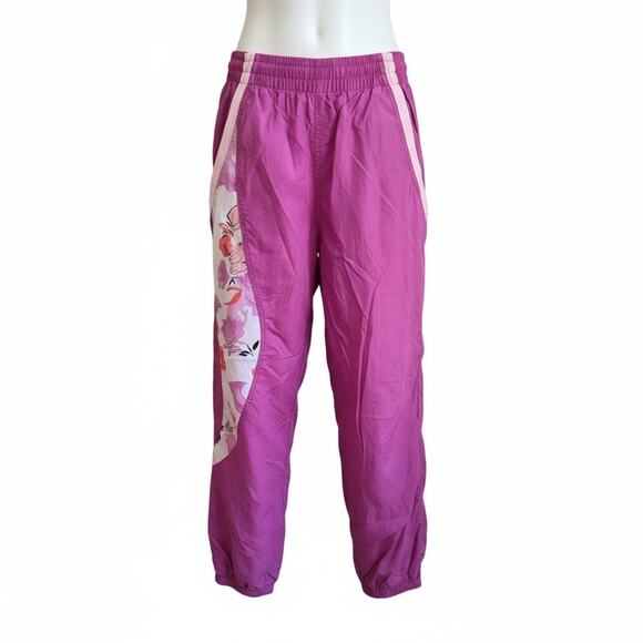 VTG Windbreaker 80s 90s Jogger Pants Pink Hammer Floral Grandma Gorpcore S Ski - Picture 1 of 9